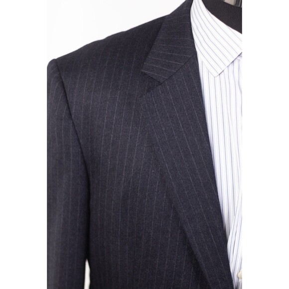 Jos A Bank Gray striped 2-piece suit men size 42L Pleated pants sz - Picture 6 of 16